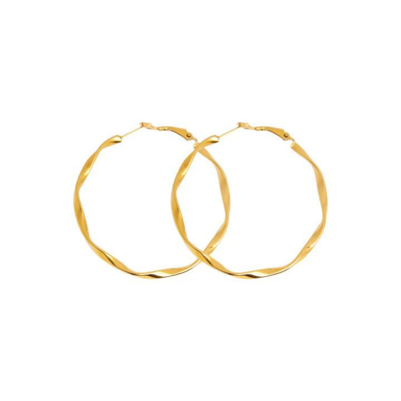 Wavy Golden Hoops