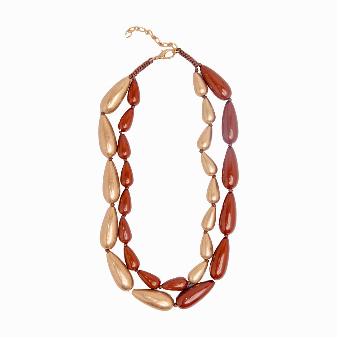 Golden & Red Beaded Necklace