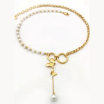 Load image into Gallery viewer, Golden Winged Pearl Necklace
