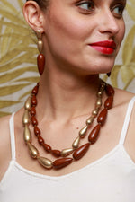 Load image into Gallery viewer, Golden &amp; Red Beaded Necklace
