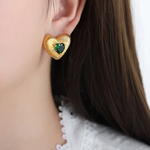 Load image into Gallery viewer, HEART &amp; STUD EARRING
