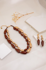 Load image into Gallery viewer, Golden &amp; Red Beaded Necklace
