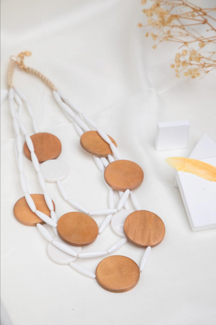 Wooden White Necklace