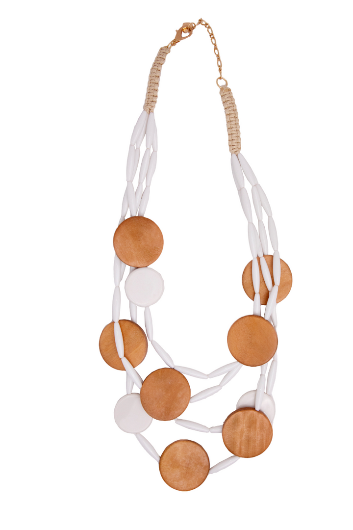 Wooden White Necklace