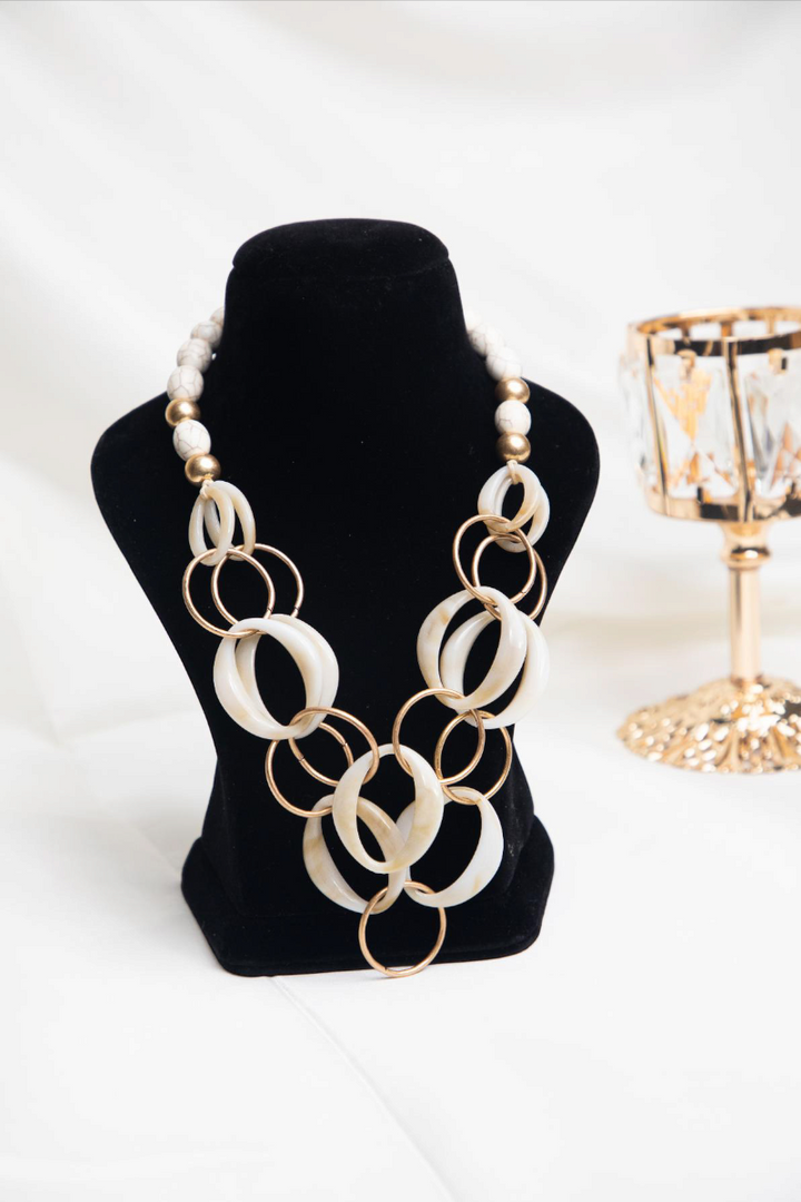 White & Golden Loop Necklace