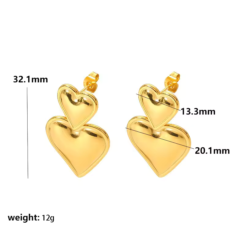 DUAL HEART EARRING